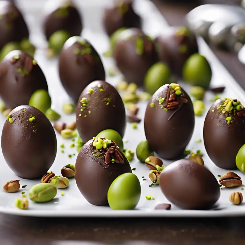 Chocolate Pecan Eggs with Pistachio