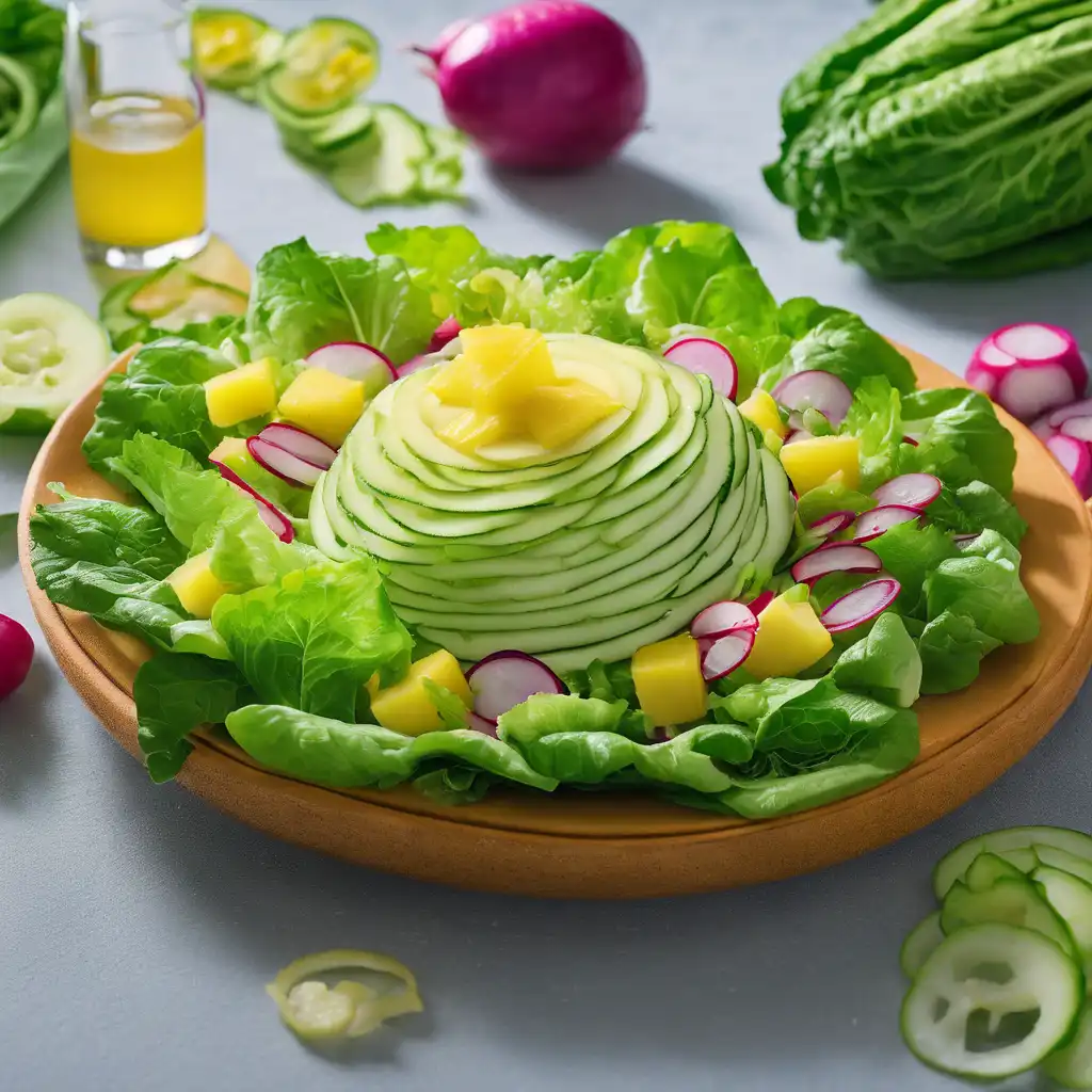 Romaine Lettuce Salad with Cucumber and Pineapple (Fatuch)