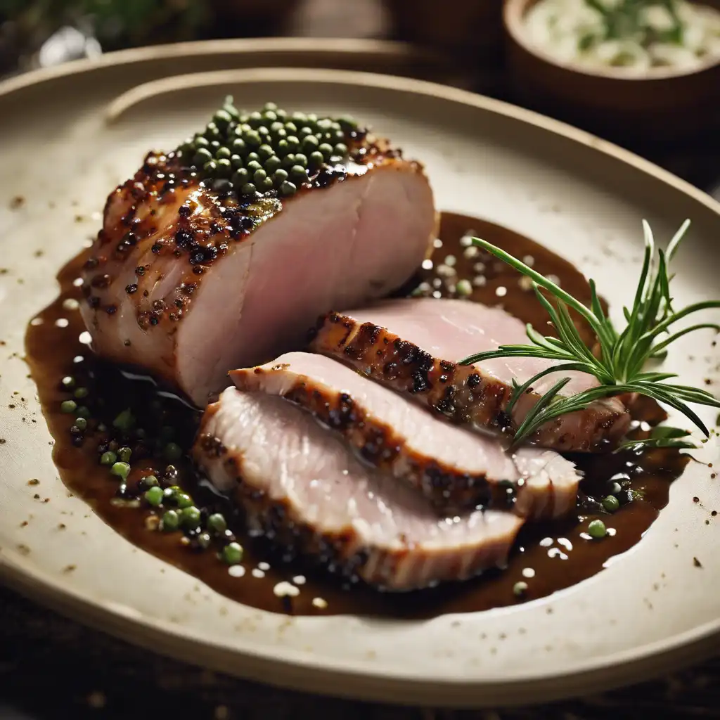 Pork Loin with Peppercorn and Herb Sauce