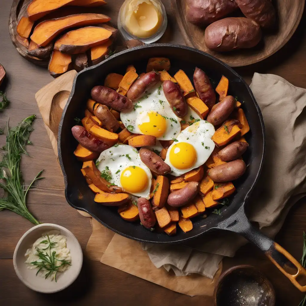 Fried Sweet Potato with Sausage