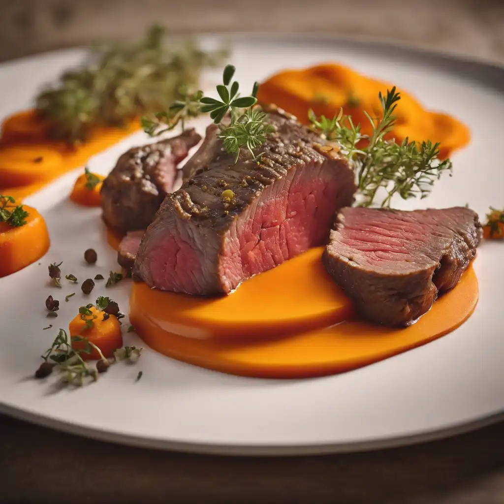 Beef with carrot and potato puree