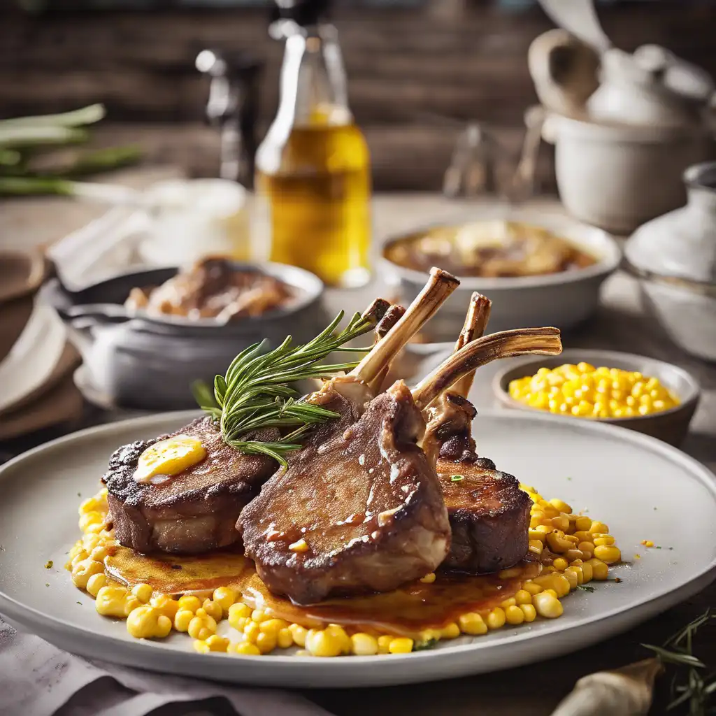 Lamb Chops with Corn Pancake