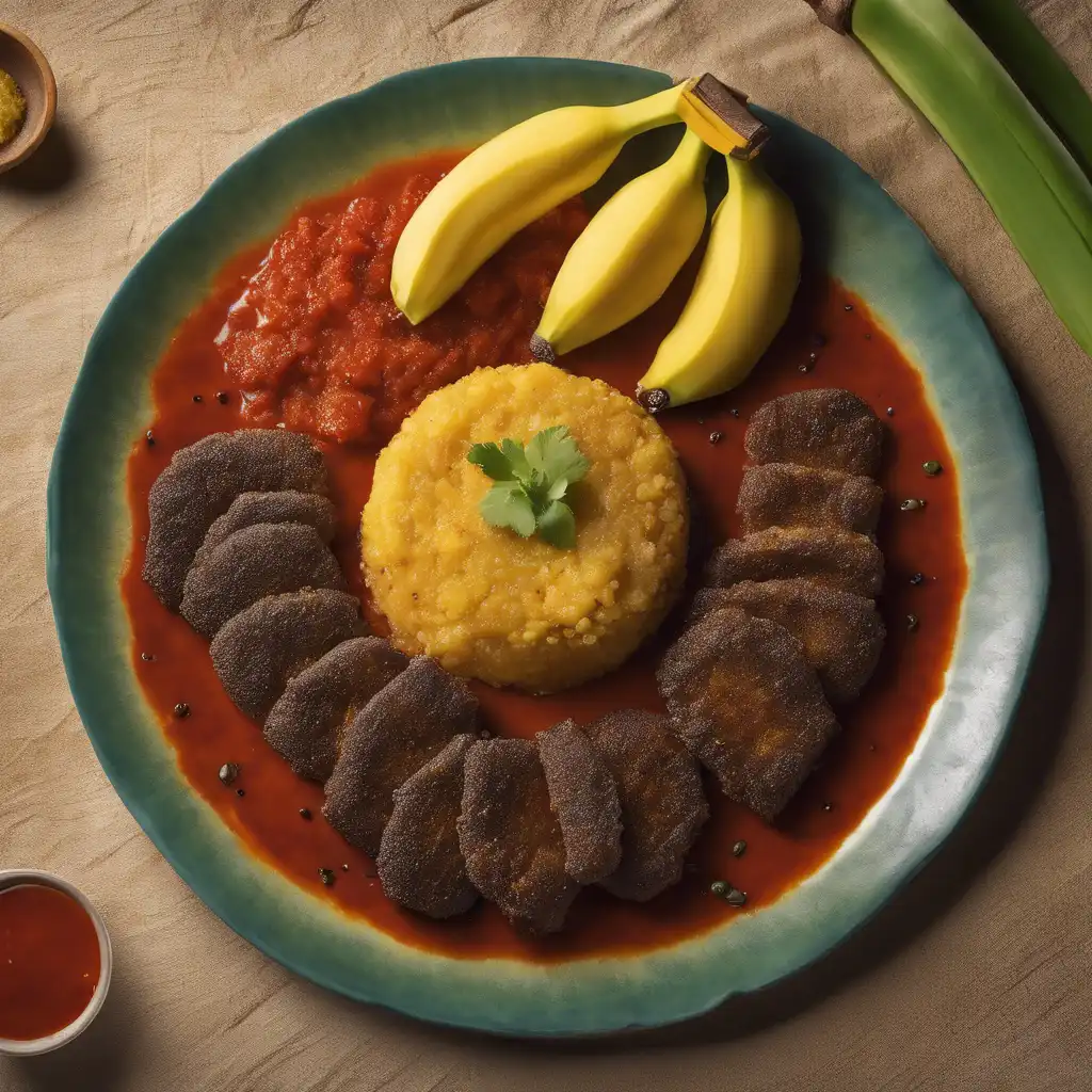 Fried Pintado with Banana-da-Terra, Cassava, and Pepper