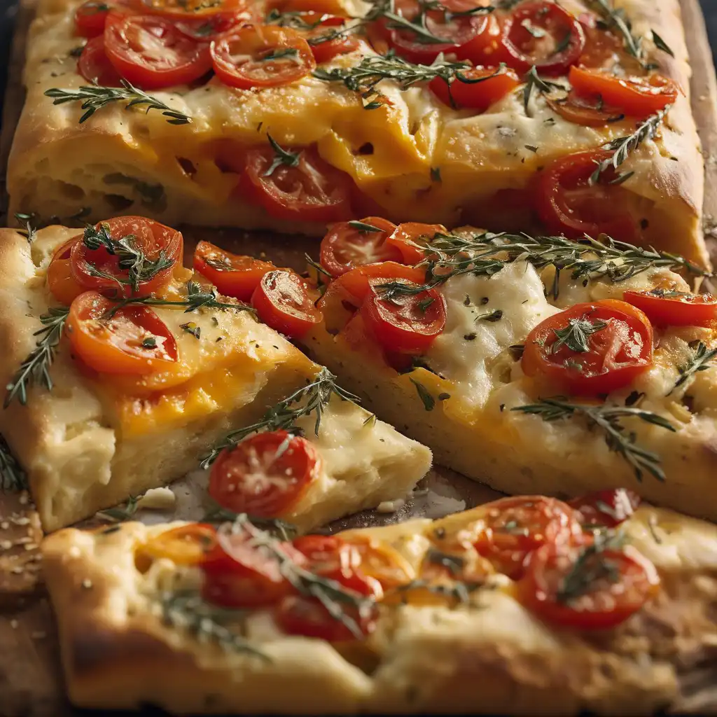 Focaccia with Tomato, Cheese, and Thyme