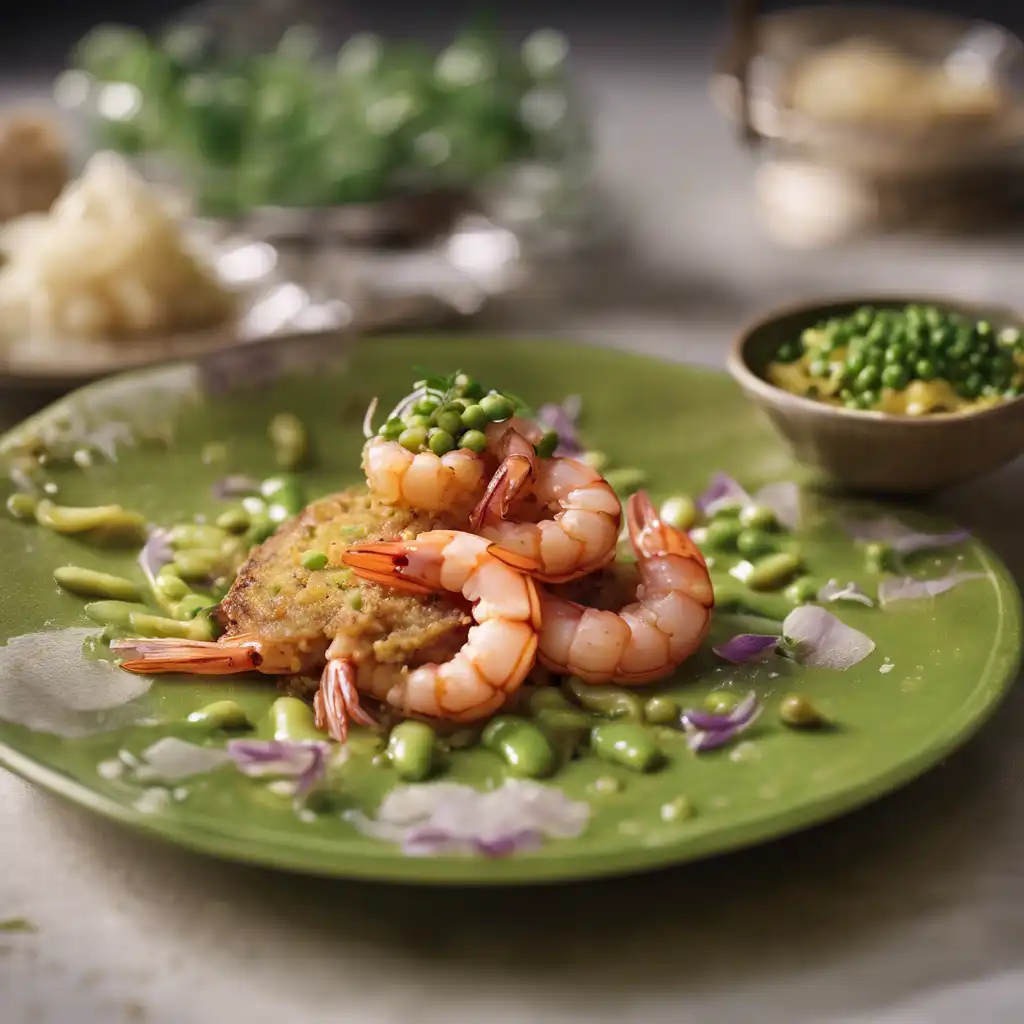 Spiral Shrimp with Pea Torta