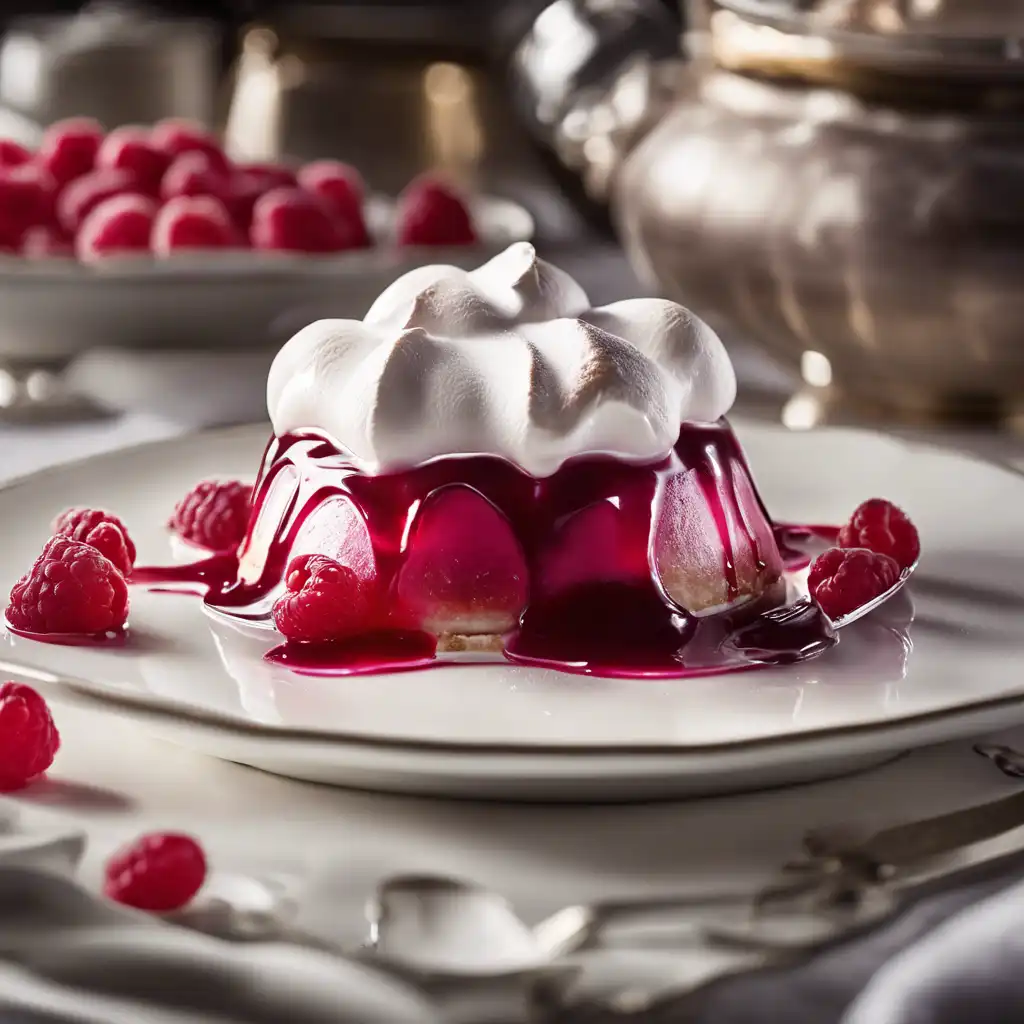 Meringue Pudding with Raspberry Syrup