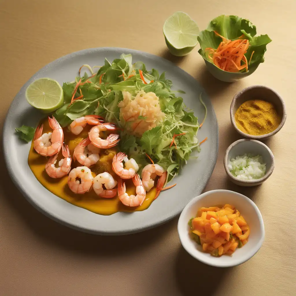 Shrimp with Papaya Curry and Green Salad