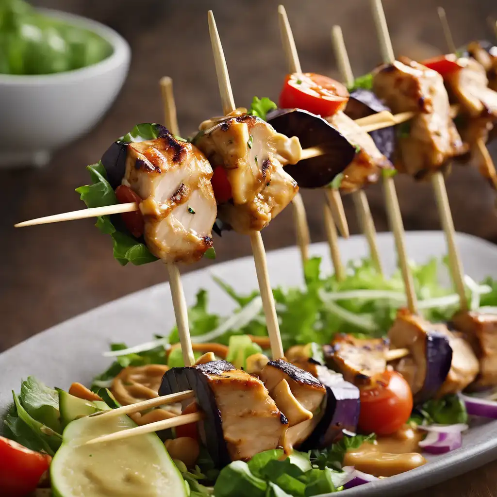 Chicken Skewer with Peanut Sauce and Green Salad