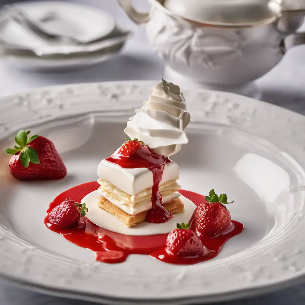 Chantilly Cream Mousse with Strawberry Sauce