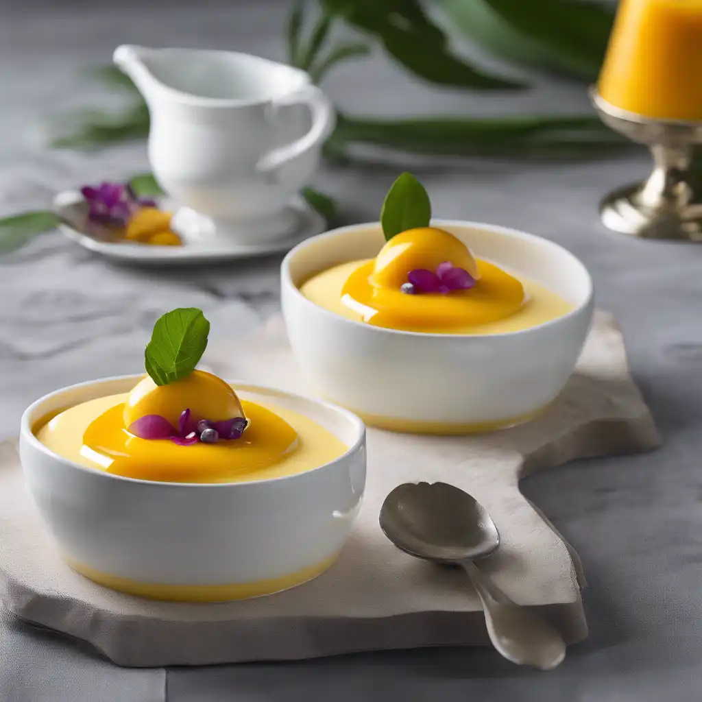 Mango Pudding with Passion Fruit Sauce