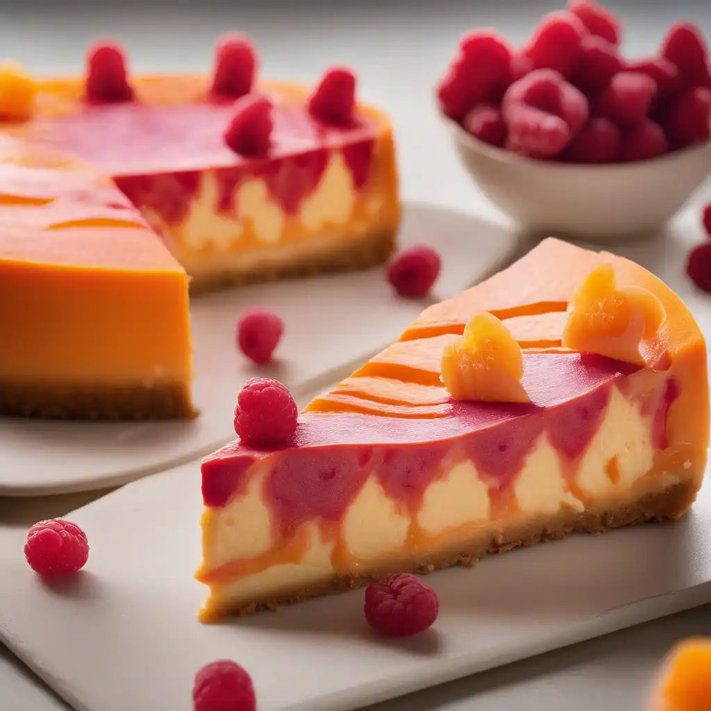 Papaya and Raspberry Cheesecake