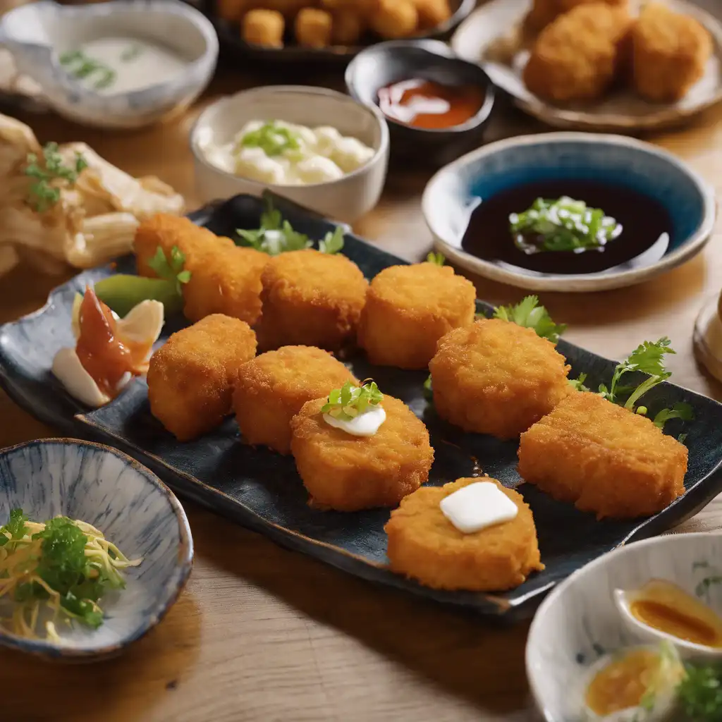 Tofu, Fish, and Shrimp Croquettes with Tempura Sauce