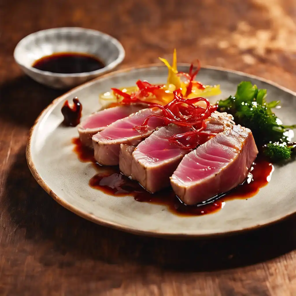 Grilled Tuna with Sweet and Sour Sauce with Onions and Soy Sauce