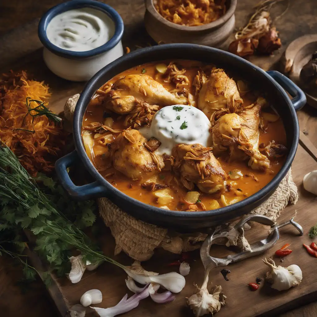 Chicken Stew with Fried Onions, Yogurt, and Spices (Murgh Rasedar)