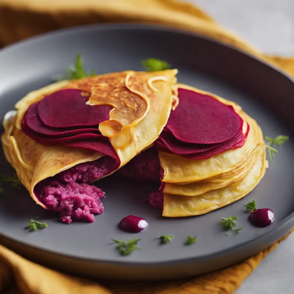 Foto de Beet Pancake with Chicken Filling