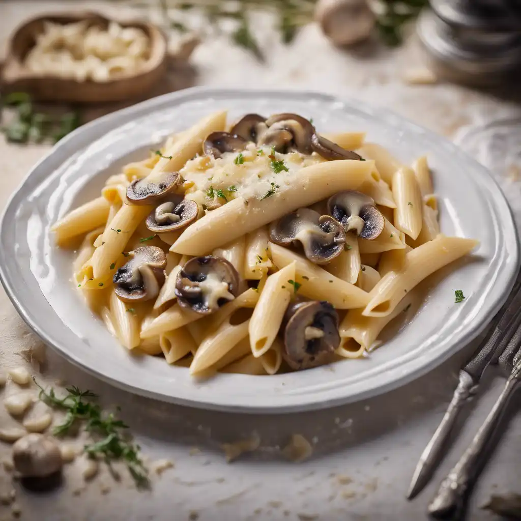 Penne with Garlic-Poró and Mushrooms