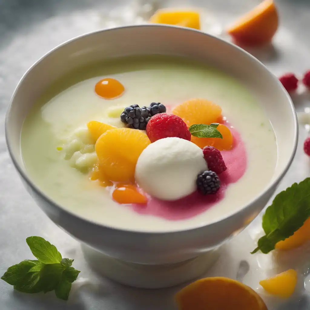 Fruit Cold Soup with Cream Sorbet