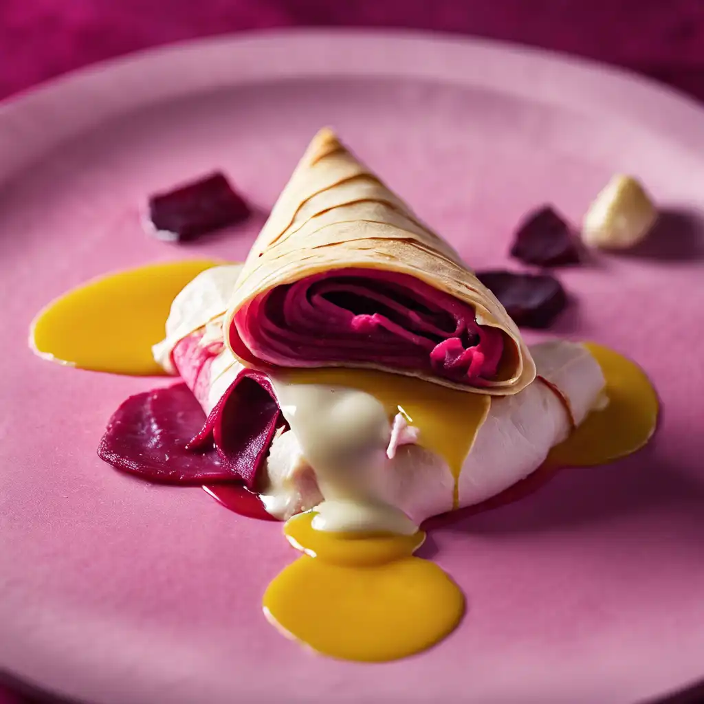 Beet Crepe with Ricotta and Camembert Filling