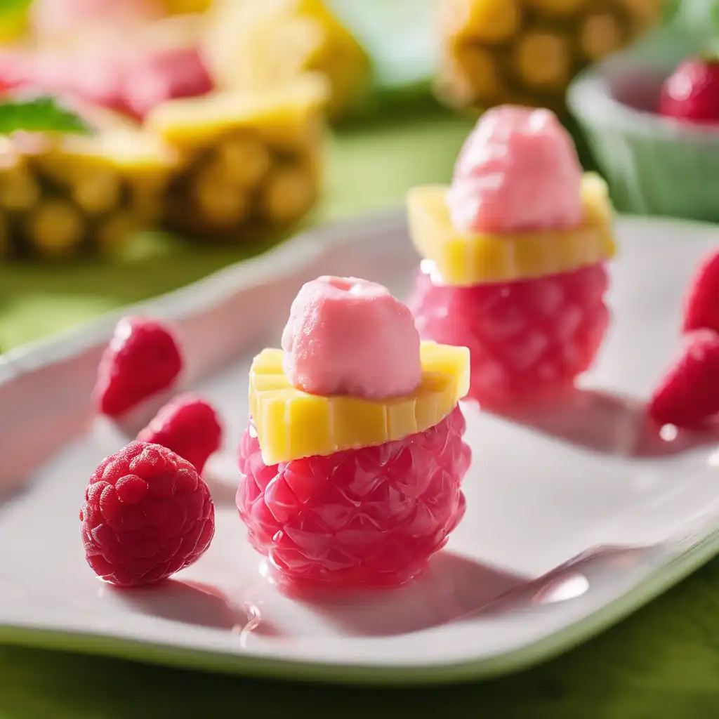 Stuffed Mini Pineapple with Strawberry Cream and Raspberry Gelatin