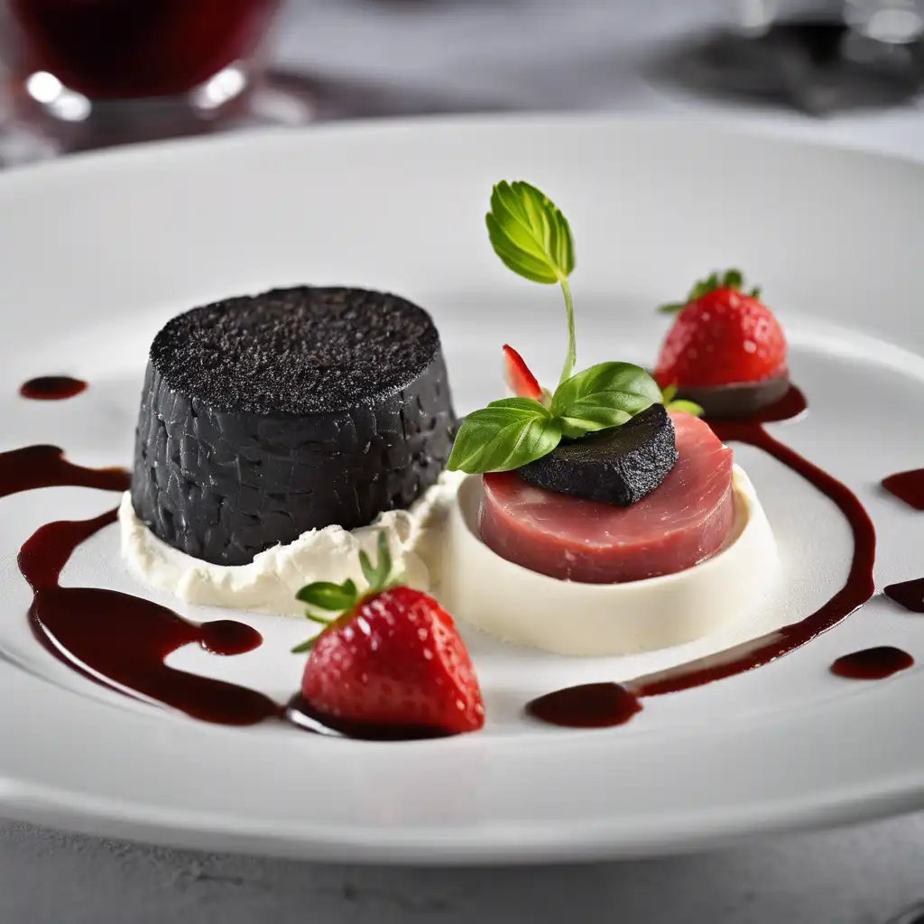 Black-Pudding with Ricotta and Strawberry