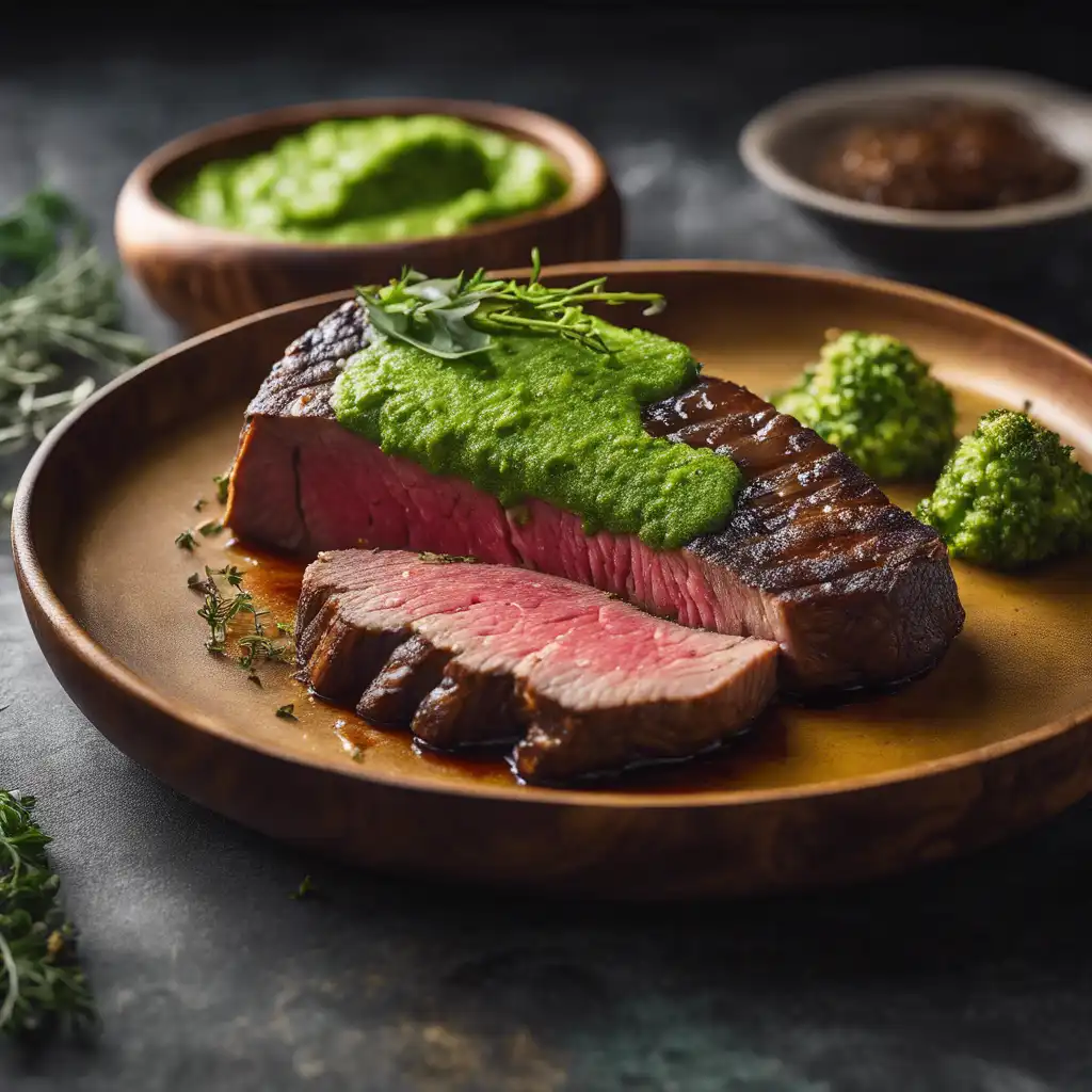 Picanha with Herbs and Broccoli Puree