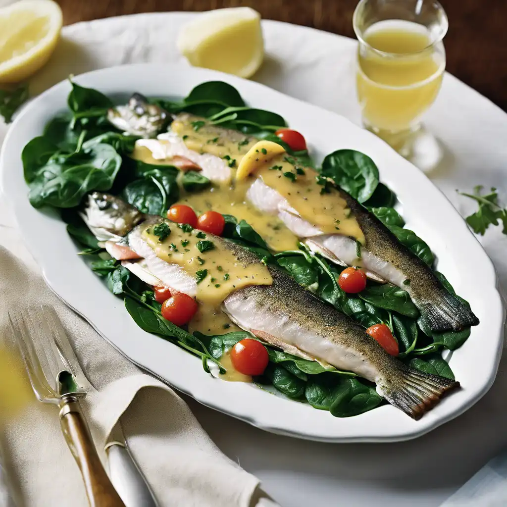 American Spinach Stuffed Trout with Vinaigrette Dressing