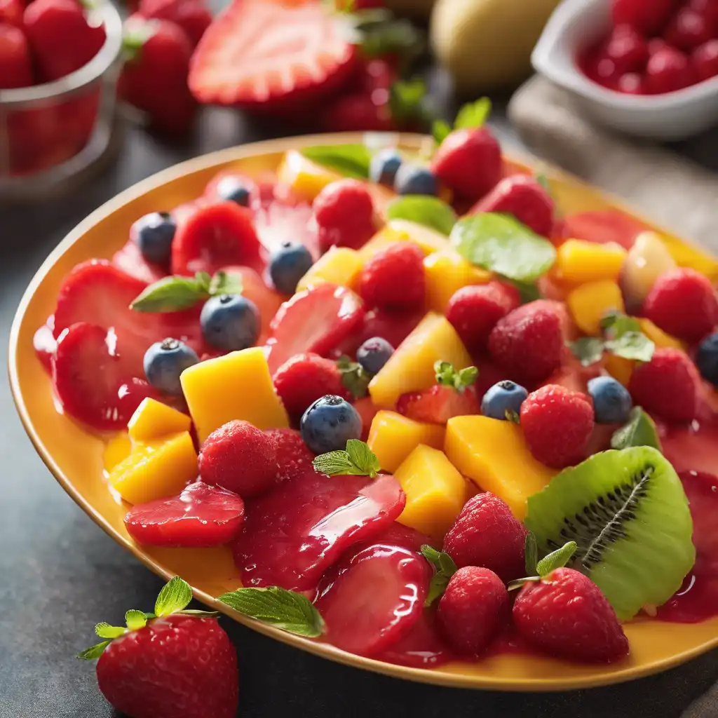 Strawberry Fruit Salad with Raspberry Sauce