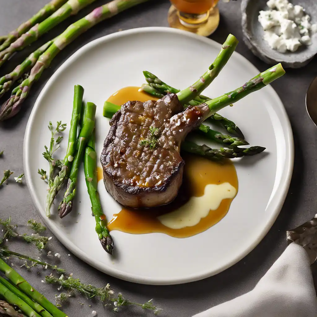 Lamb Chops with Thyme, Goat Cheese, and Fresh Asparagus