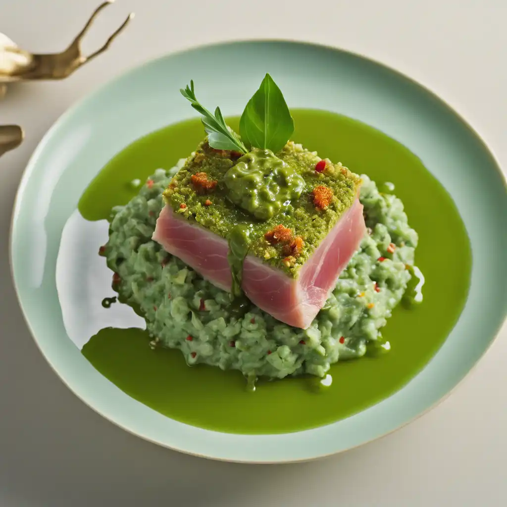 Tuna in Green Chutney Crust with Honey