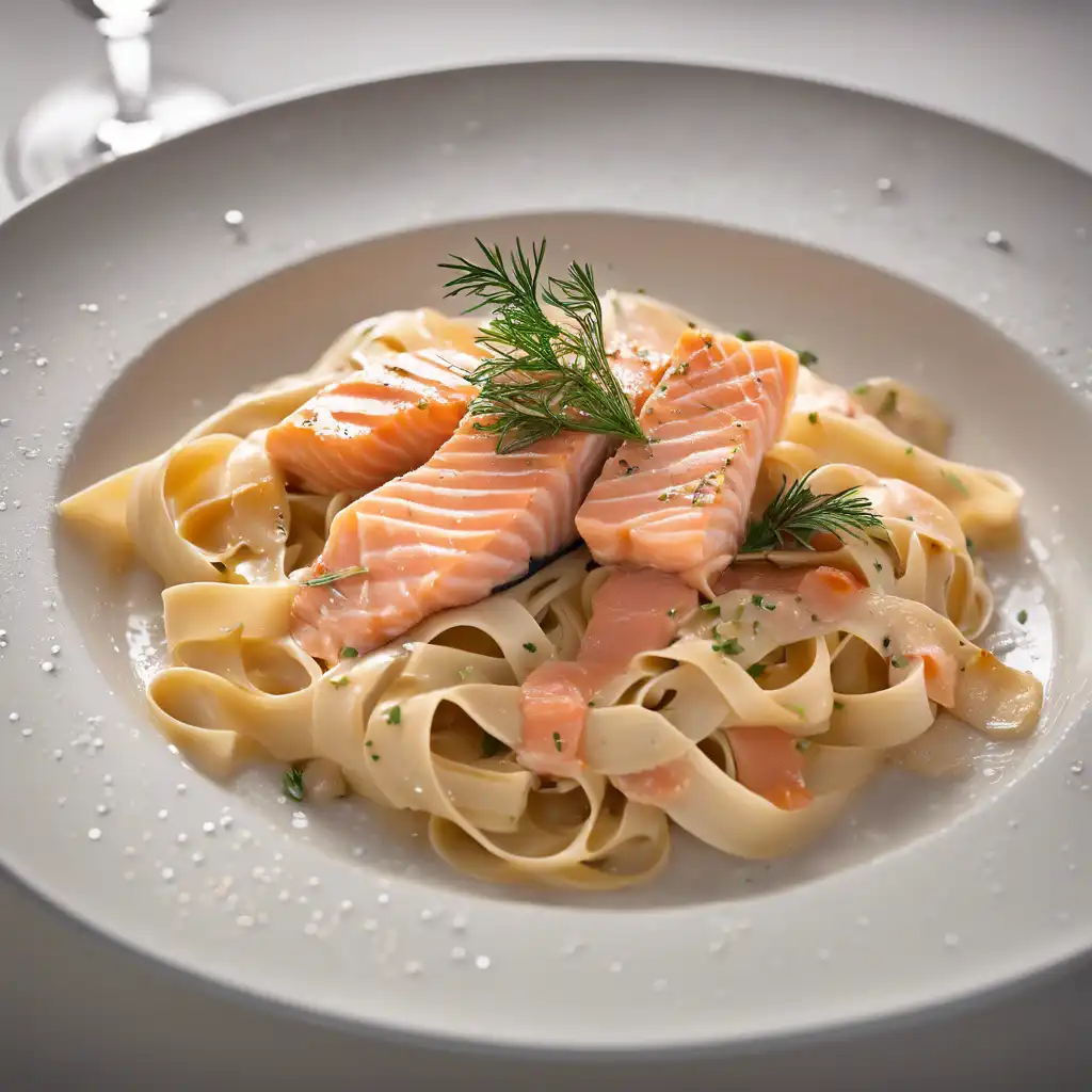 Fettuccine with Champagne and Salmon   