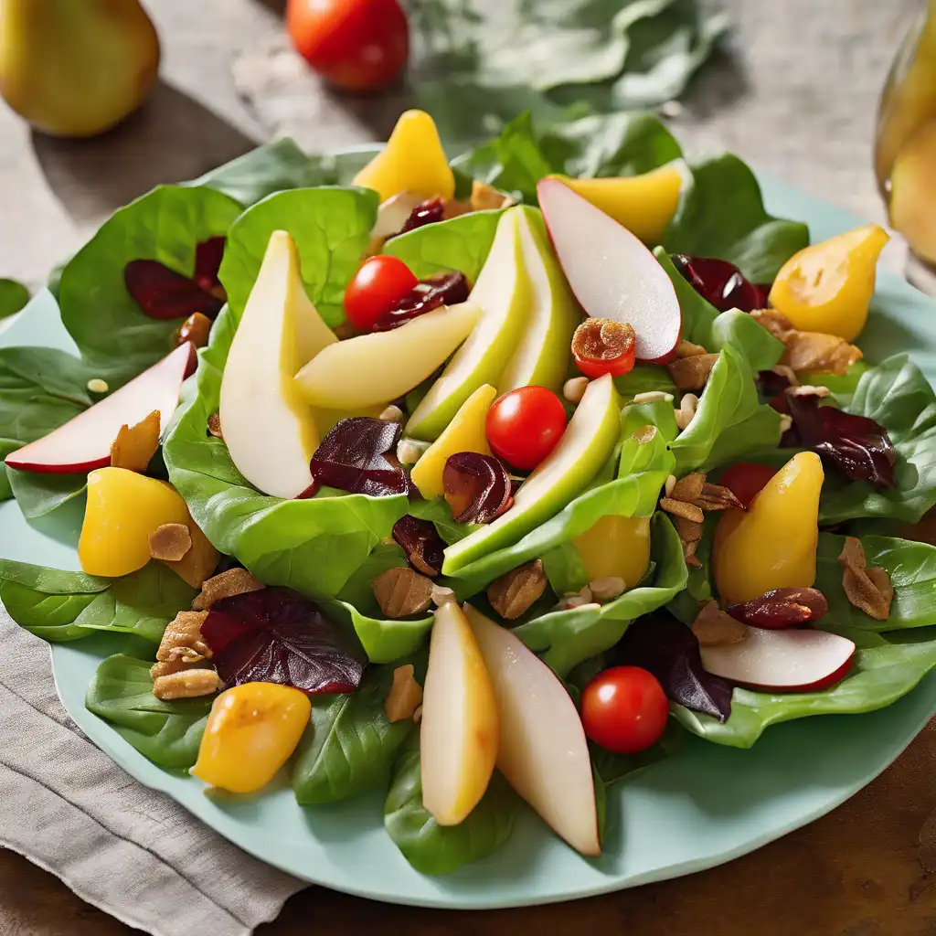 Tropical Leaf Salad with Sweet Pears