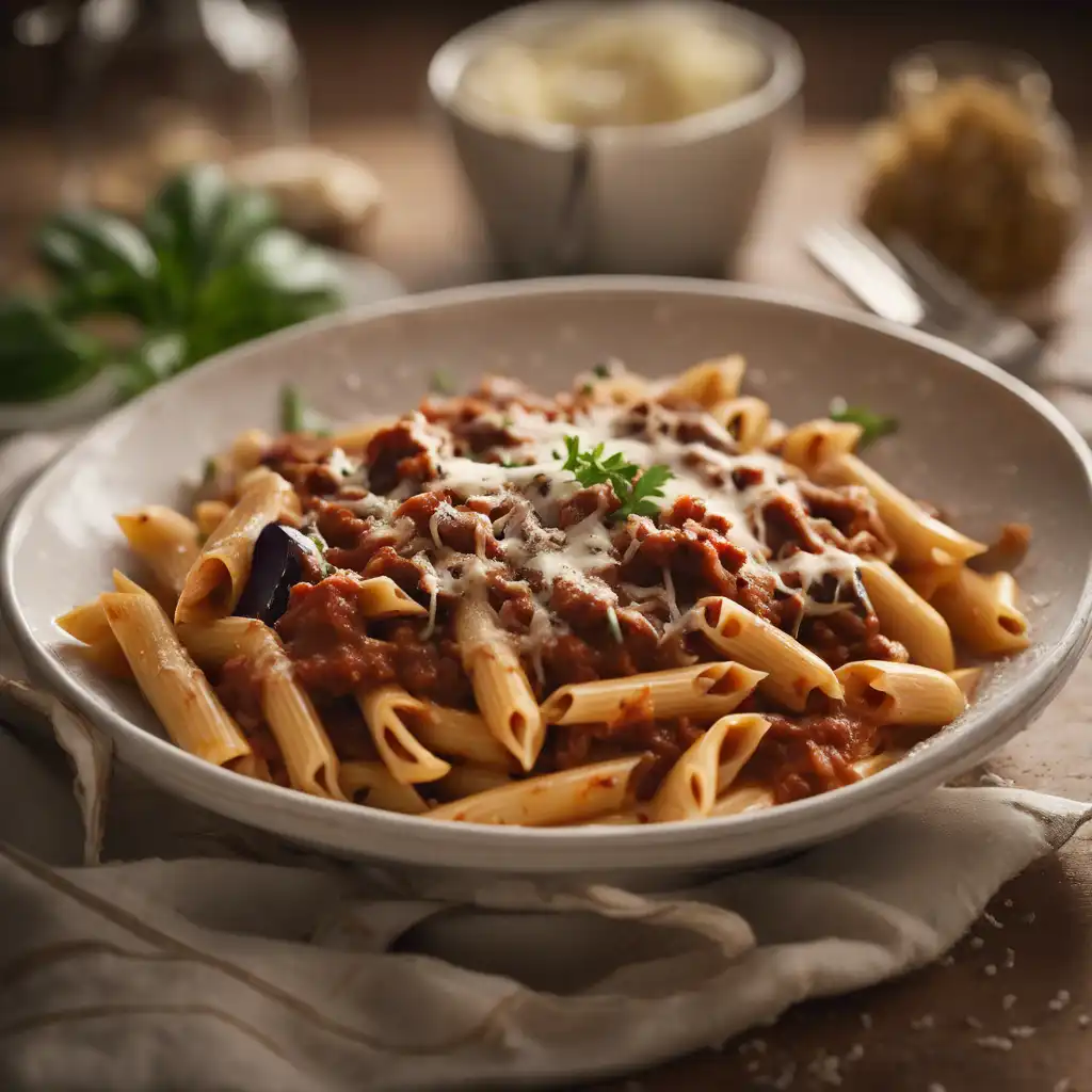 Penne with Eggplant and Meat Sauce