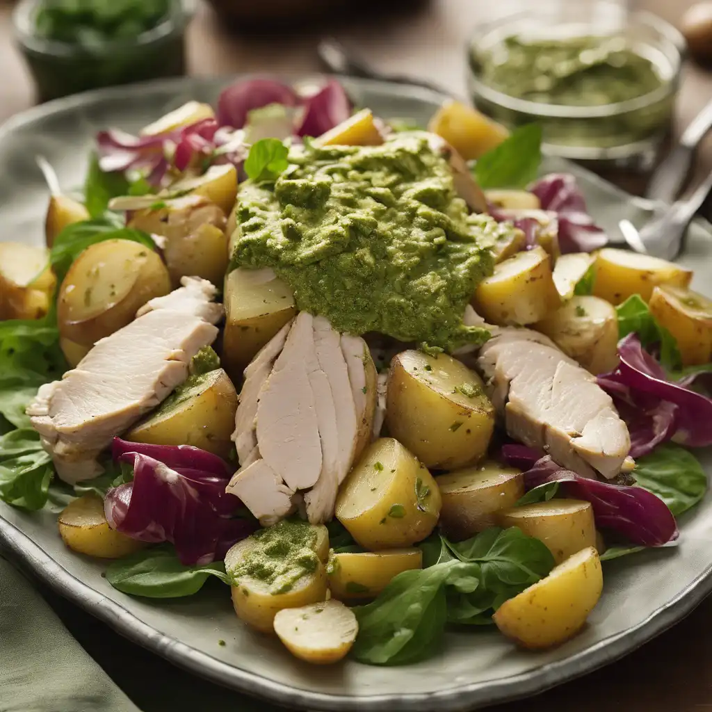 Chicken Salad with Potatoes and Pesto