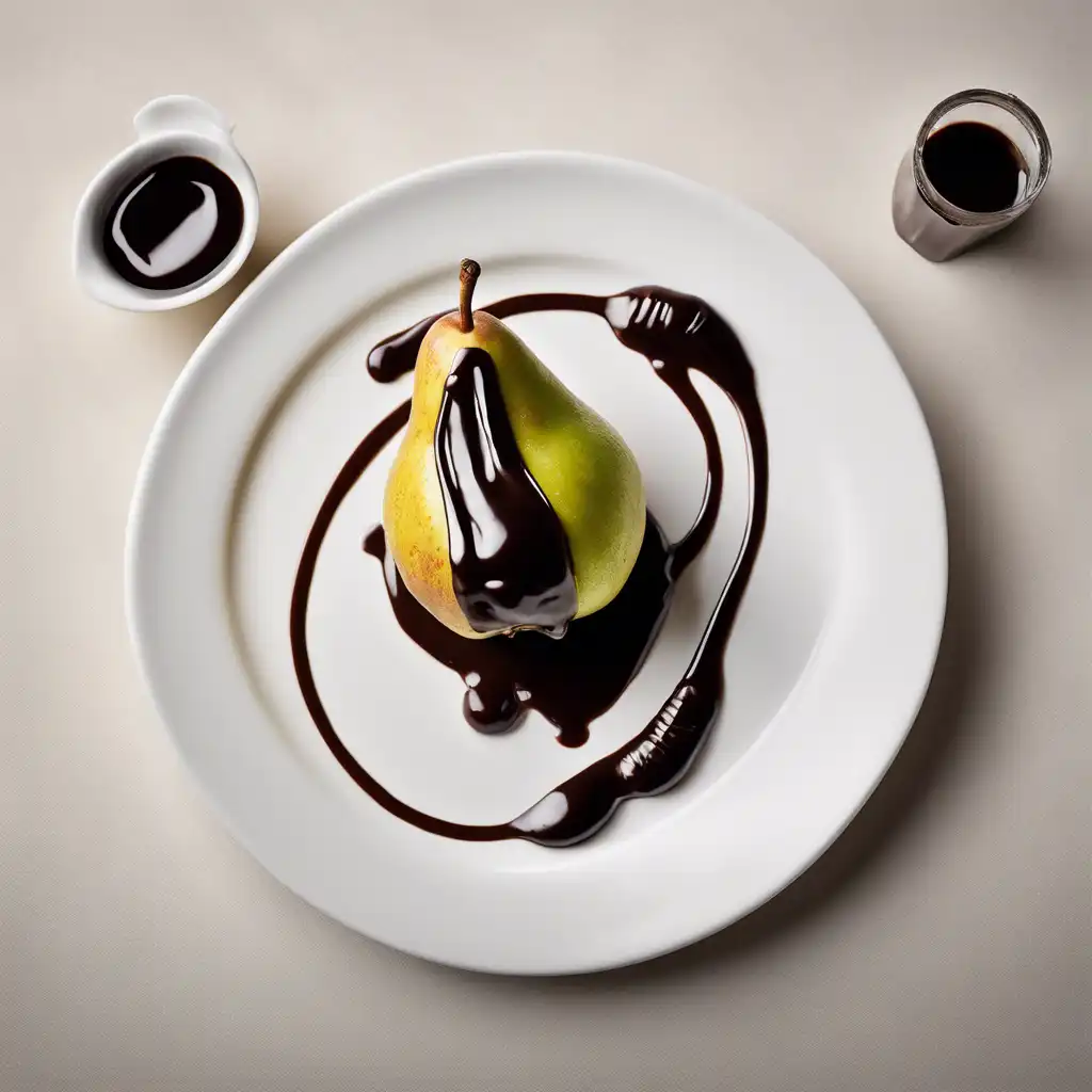 Pear with Chocolate Sauce