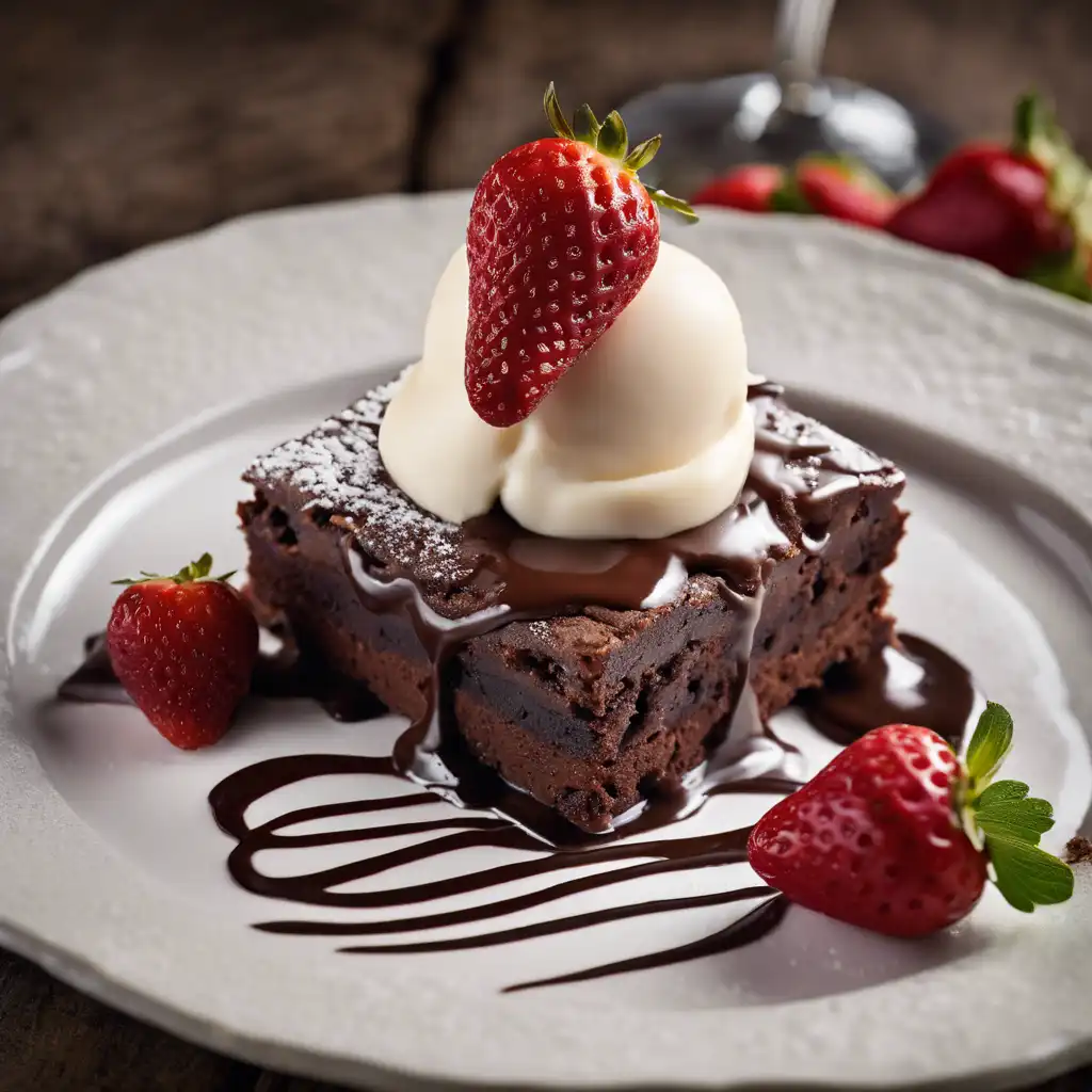 Strawberry Brownie with Cream Sorbet