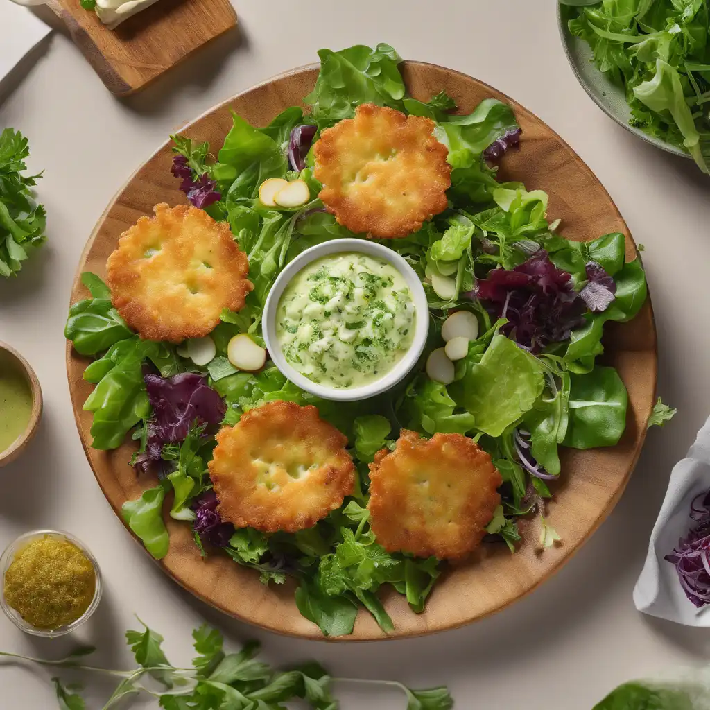 Green Salad with Crispy Cheese Fritters