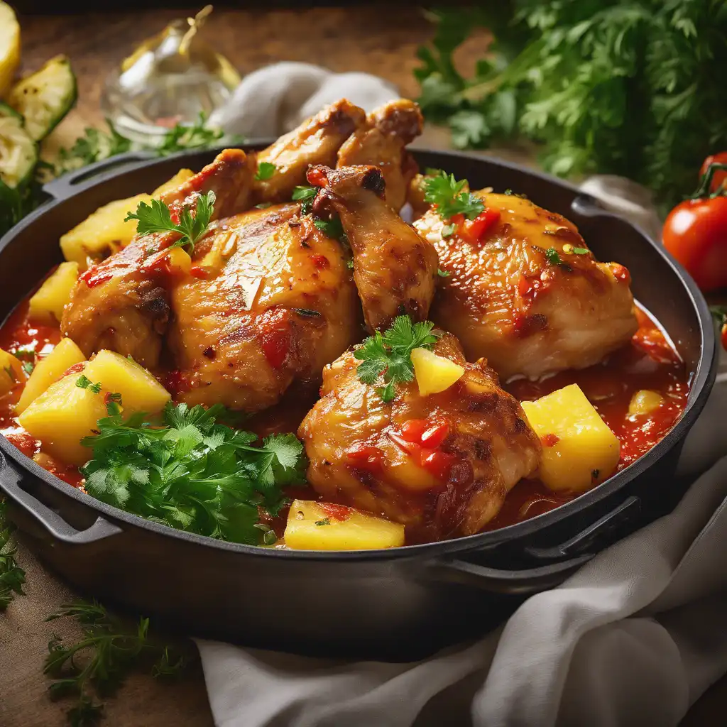 Chicken Braised with Pineapple