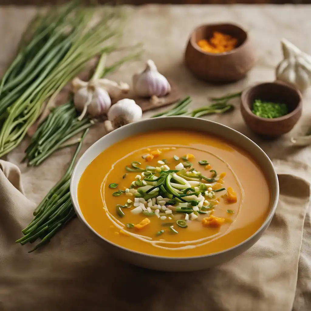 Sweet Potato Soup with Garlic Scapes