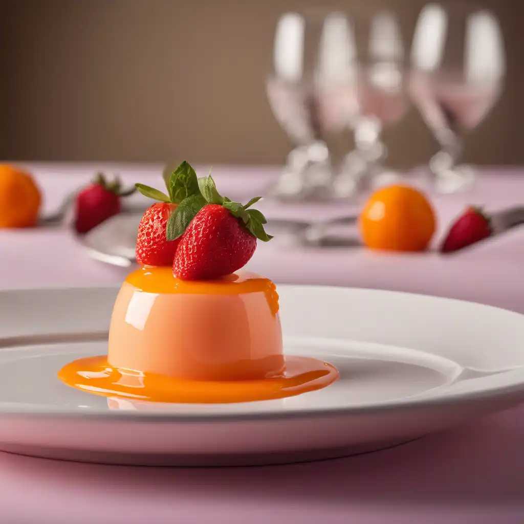 Tangerine Mousse with Strawberry Sauce