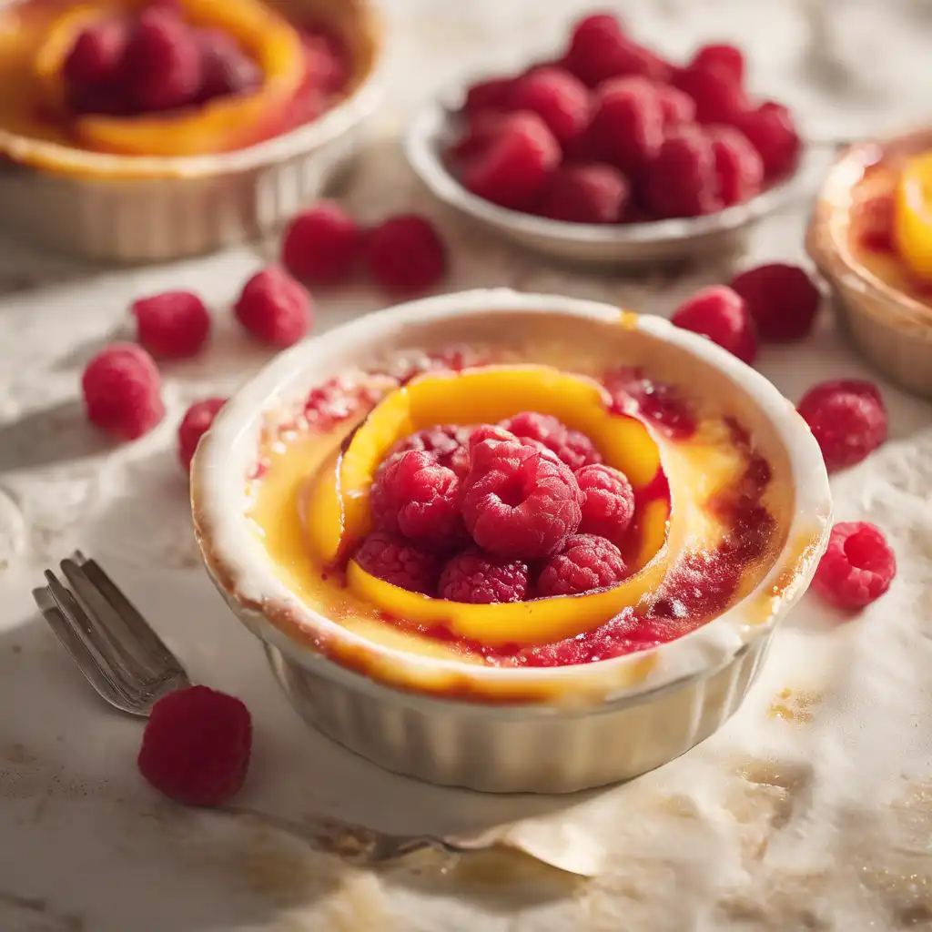 Peach and Raspberry Cream Brûlée