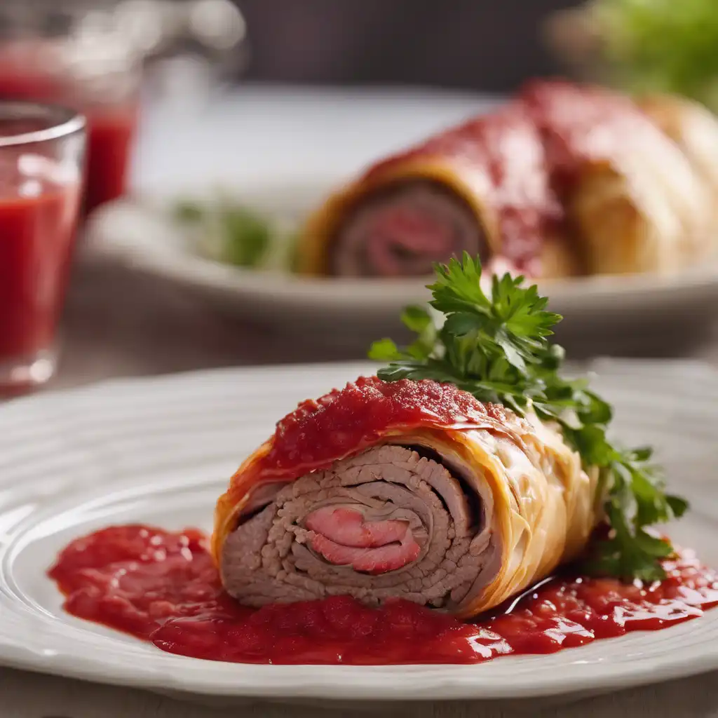 Beef Roll with Strawberry Sauce