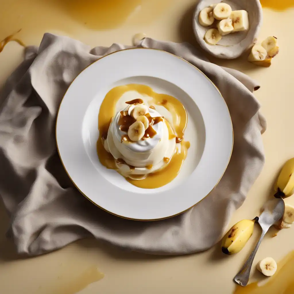 Banana Cream with Yogurt and Caramel Sauce