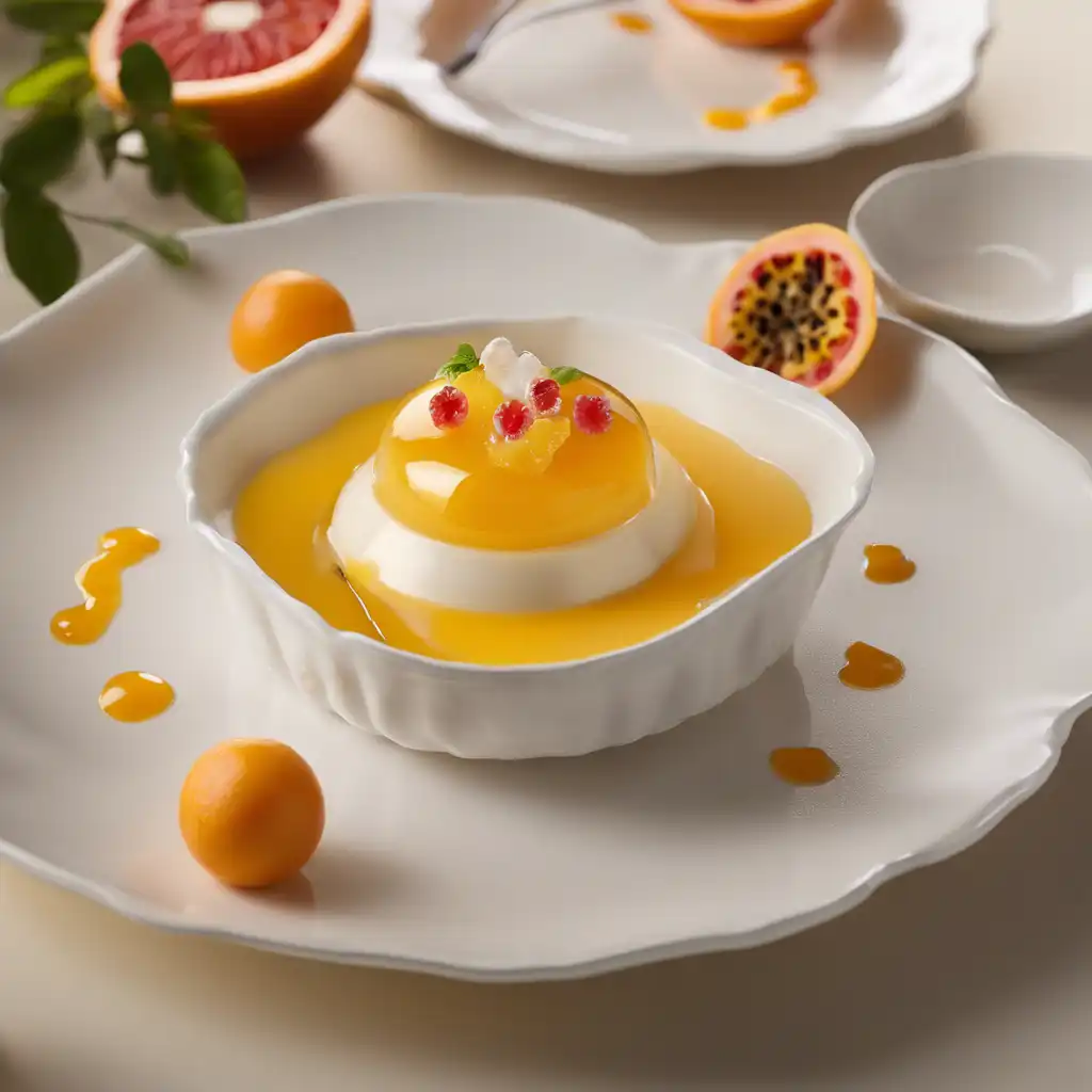 Grapefruit Pudding with Passion Fruit Syrup