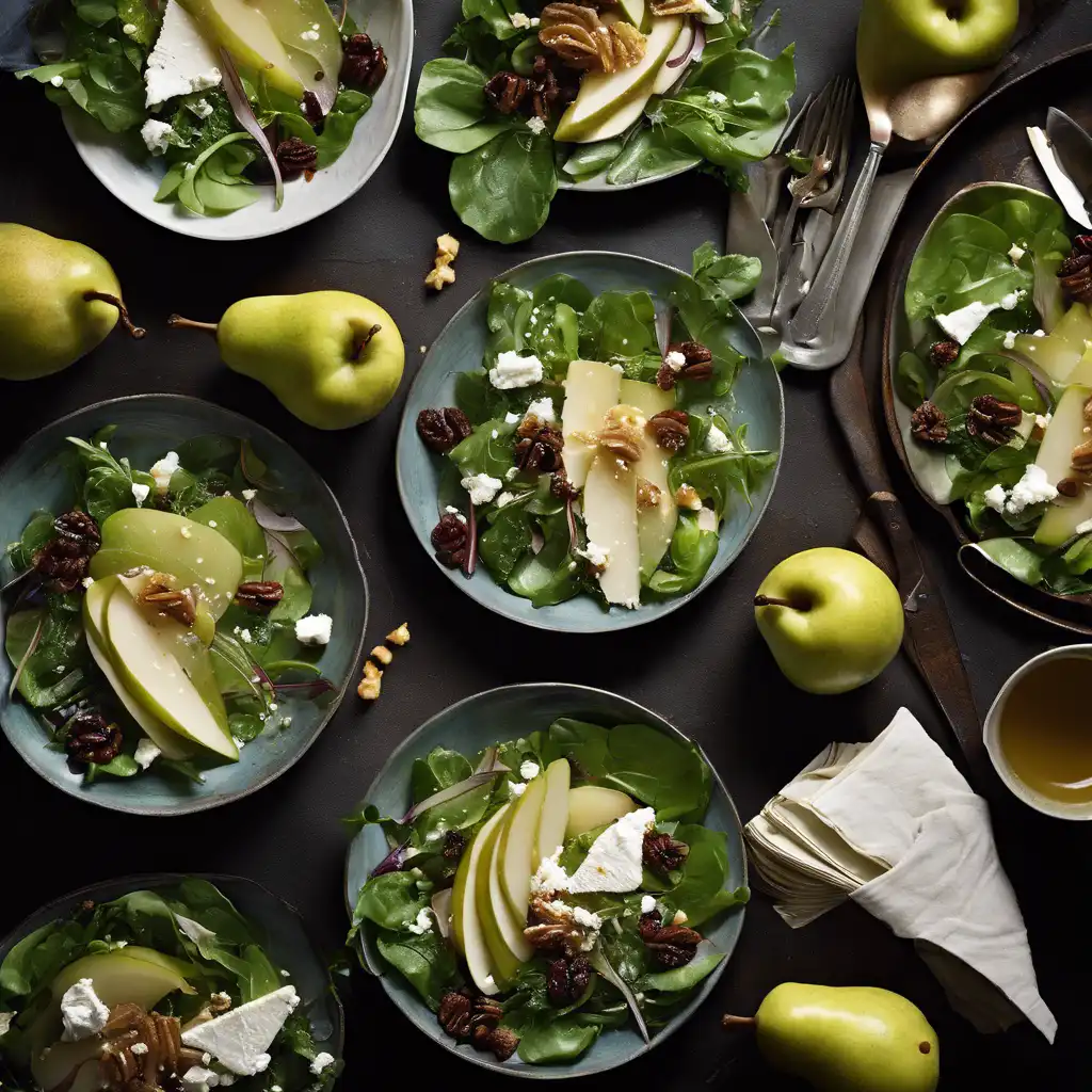 Green Leaf, Pear, and Cheese Salad