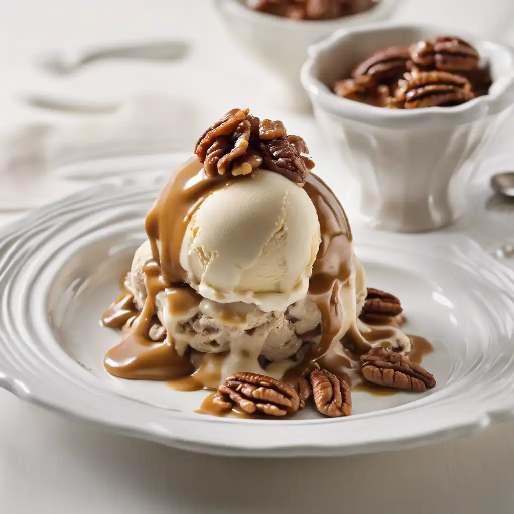 Crunchy Pecan Ice Cream Sundae