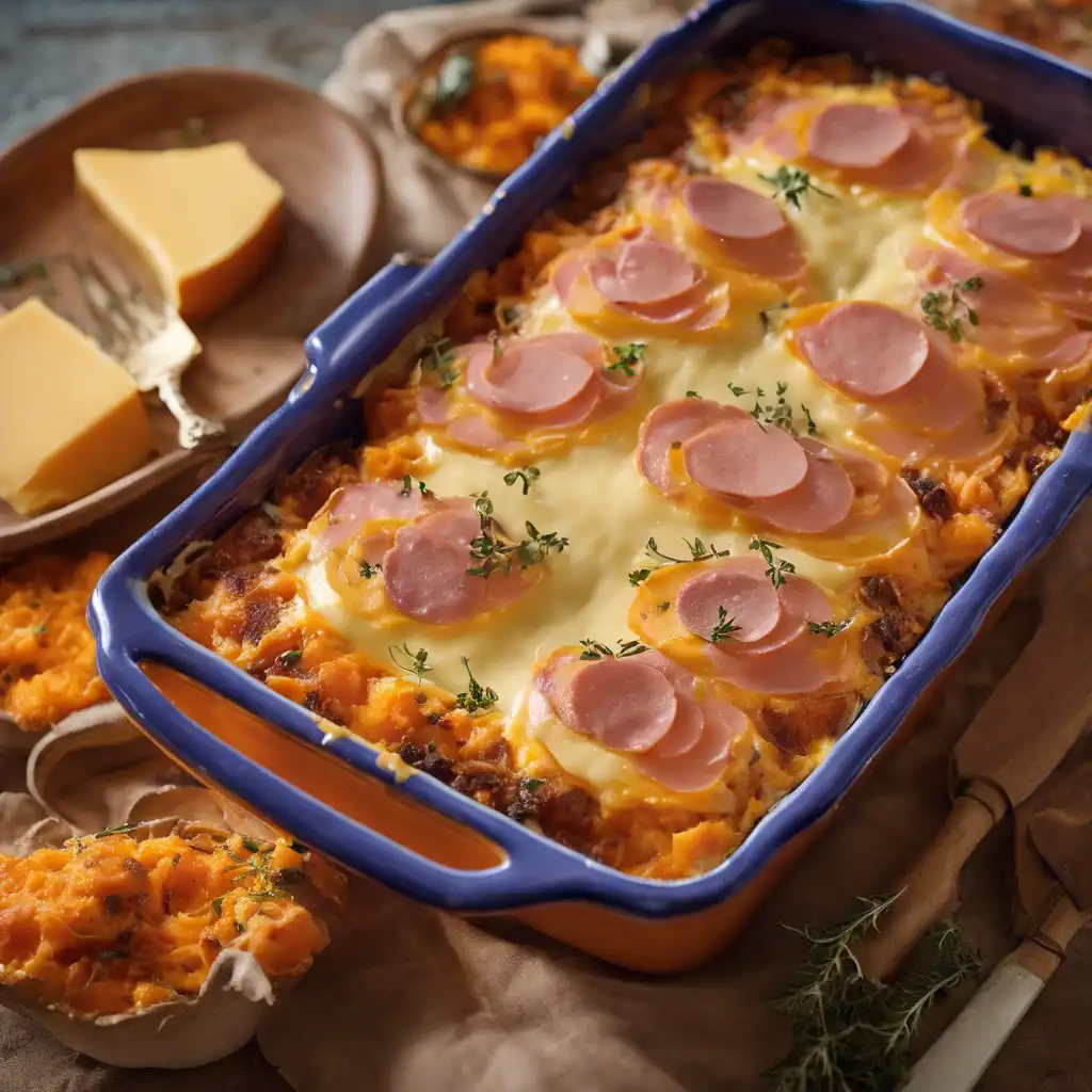 Sweet Potato and Mortadella Gratin