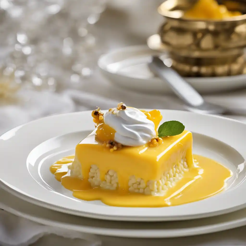 Corn Pudding with Passionfruit Sauce