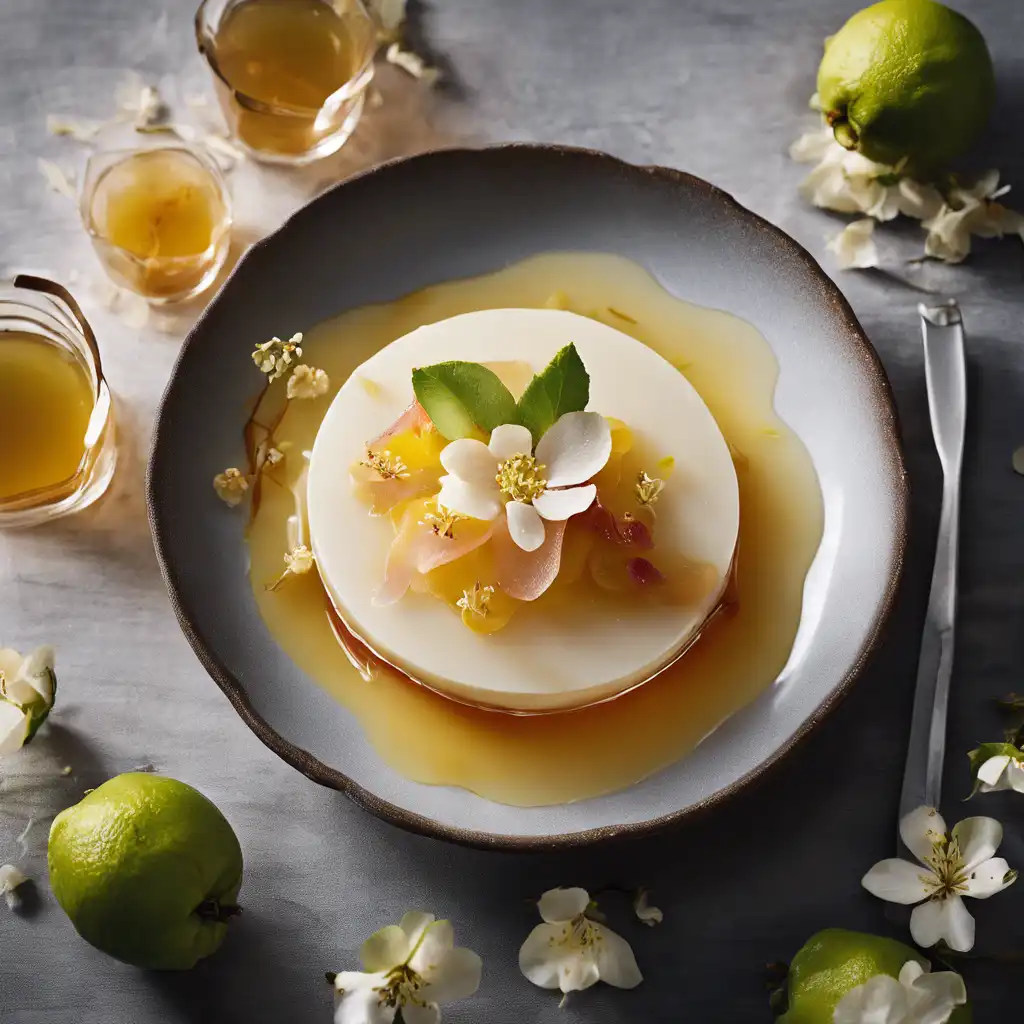 Lime Blossom Pudding with Quince