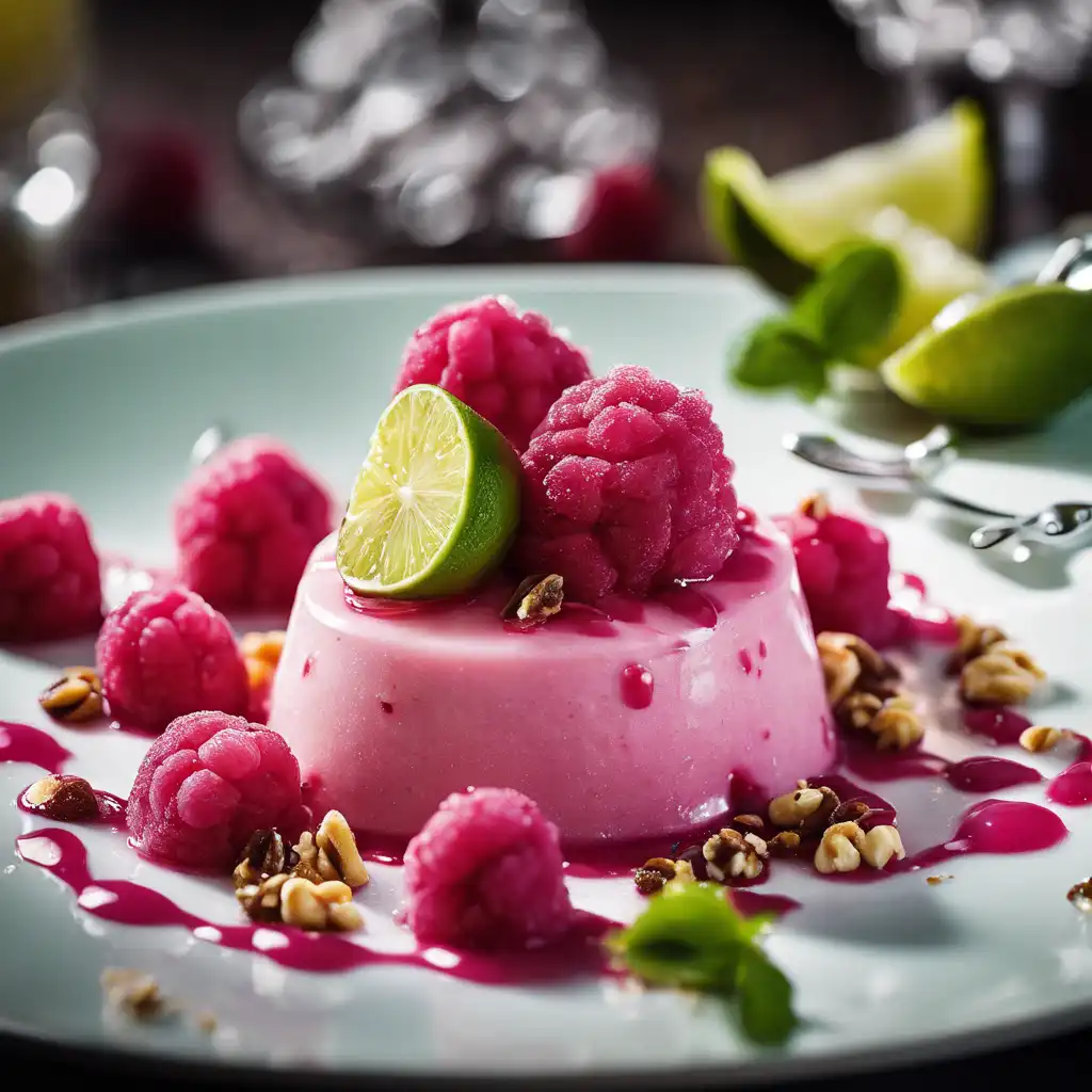 Raspberry Sorbet with Lime Syrup