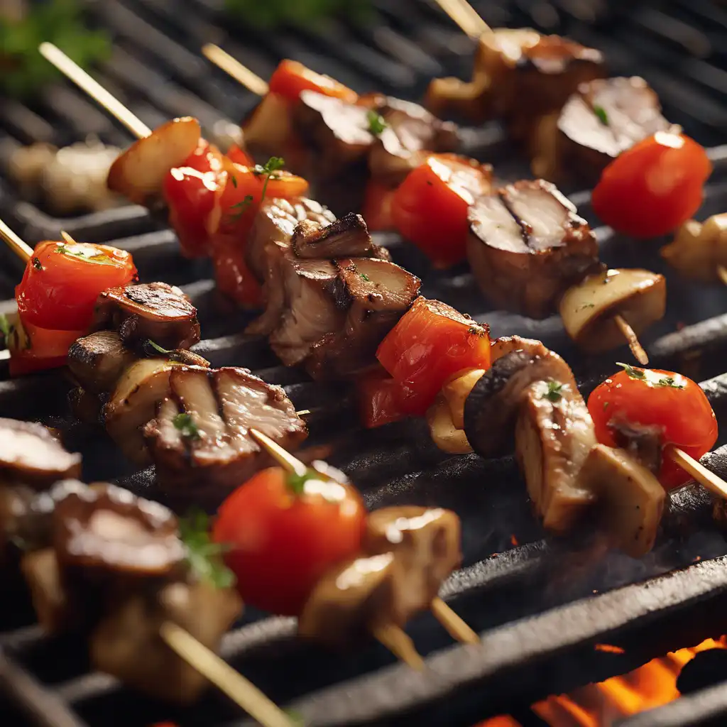 Meat, Mushroom, and Tomato Skewers